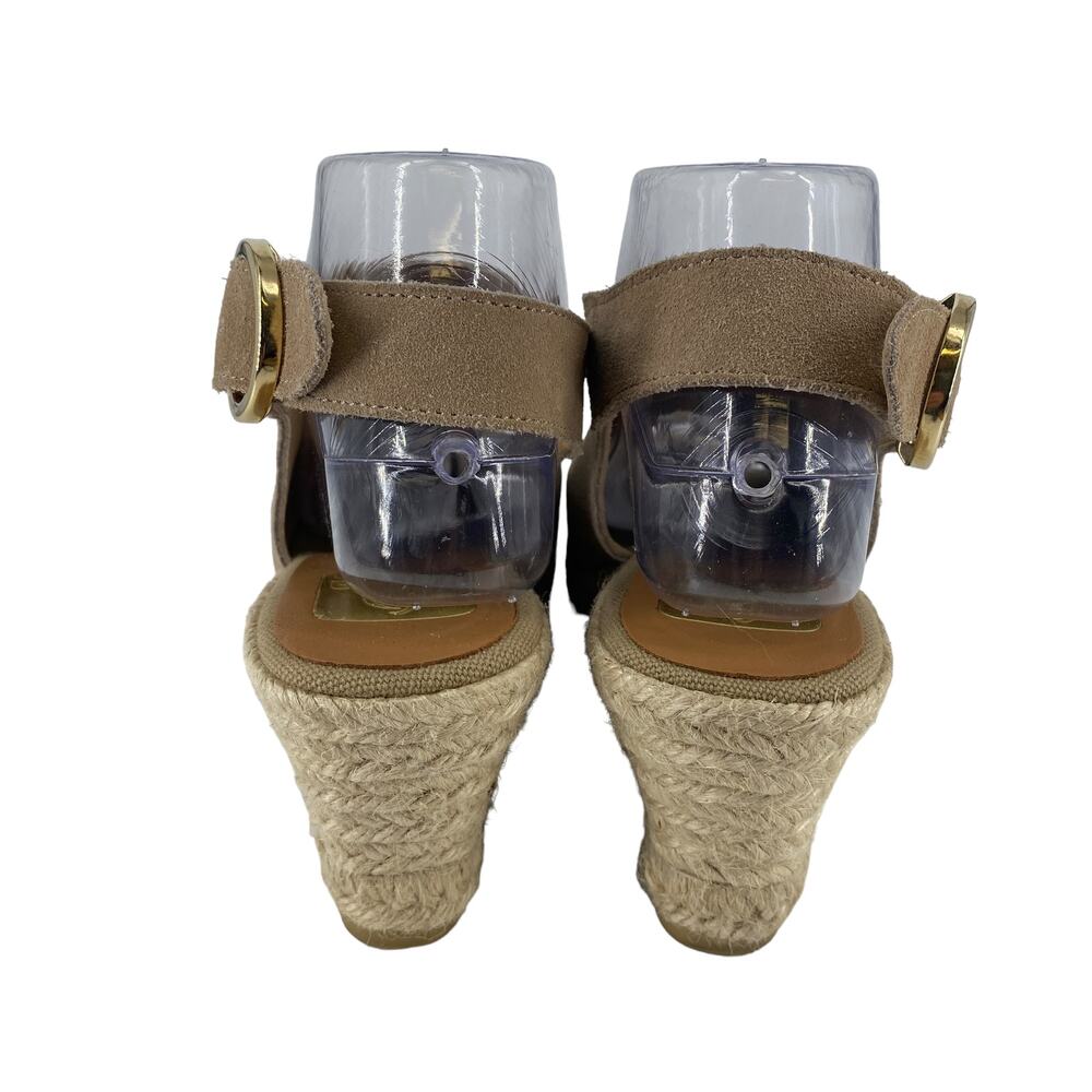 Women's KANNA Size 39 Beige Suede Wedge Espadrille Sling Back Sandals Peep Toe - Picture 9 of 13